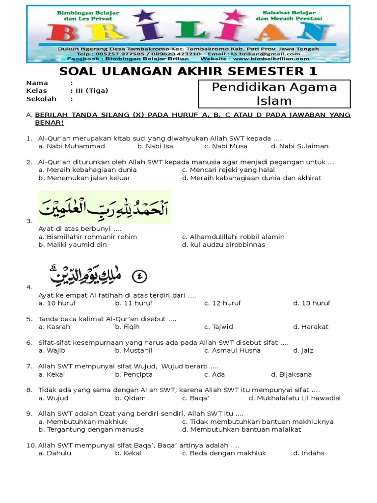 5 Rahasia Nilai Sempurna Latihan Soal PAI Kelas 3 Semester 1 Kurikulum 2013 Terbaru 2026