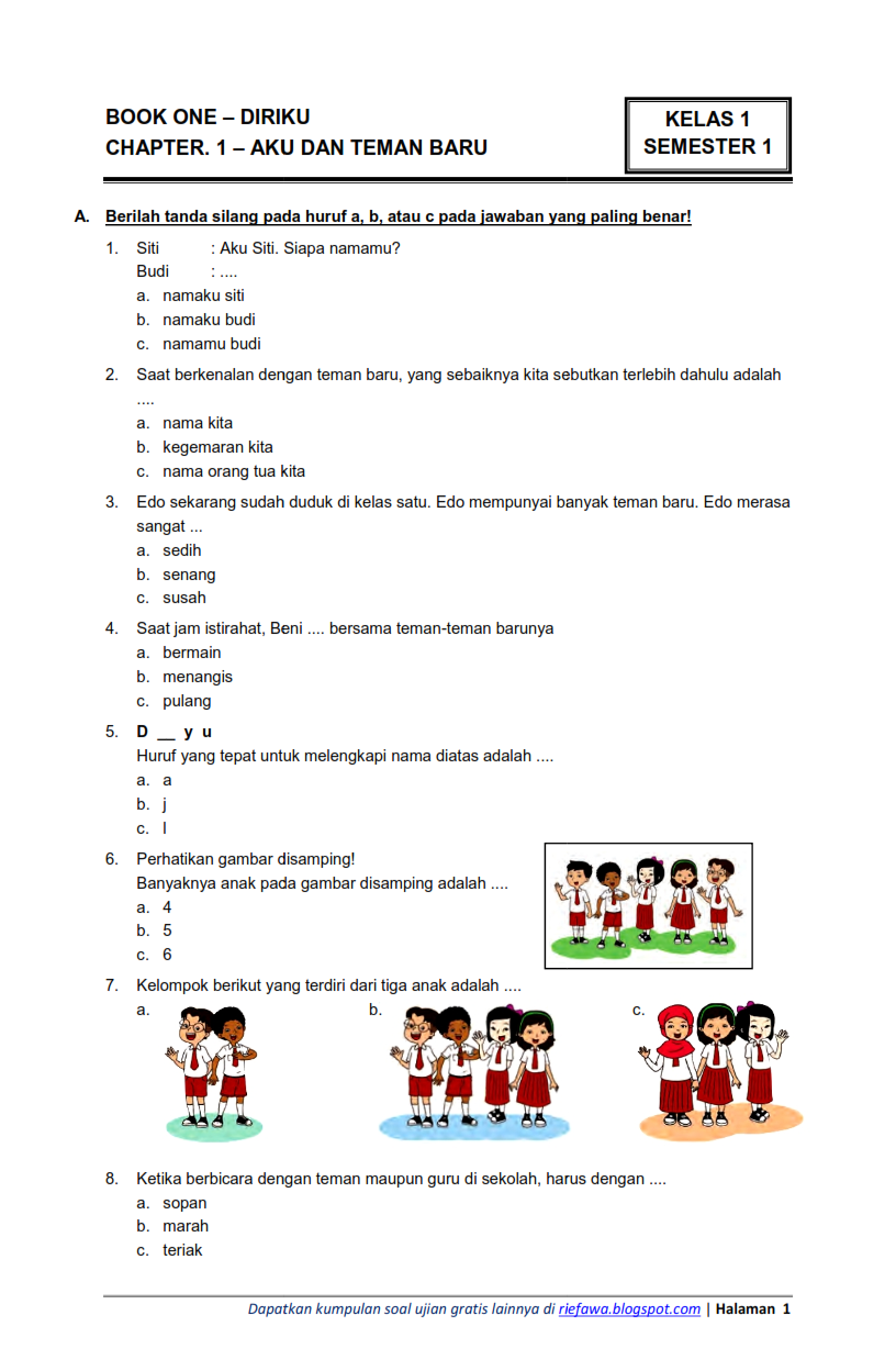 7 Rahasia Cepat Memahami Materi Soal Kelas 1 SD Tema 1 Agar Anak Makin Pintar di Sekolah