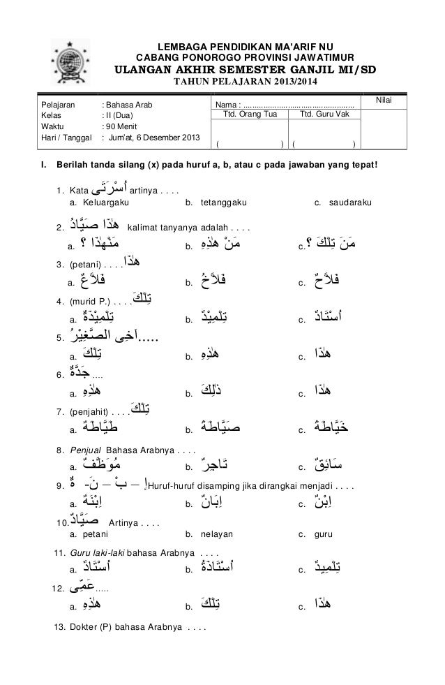 Mempersiapkan Generasi Muda Berkomunikasi dalam Bahasa Arab Contoh