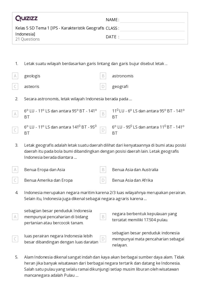 soal ips tema 1 kelas 6