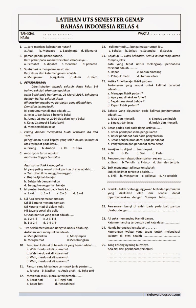 Rahasia Sukses Soal PTS Bahasa Indonesia Kelas 4 Semester 2: 3 Modul Bimbel Brilian Terbaik