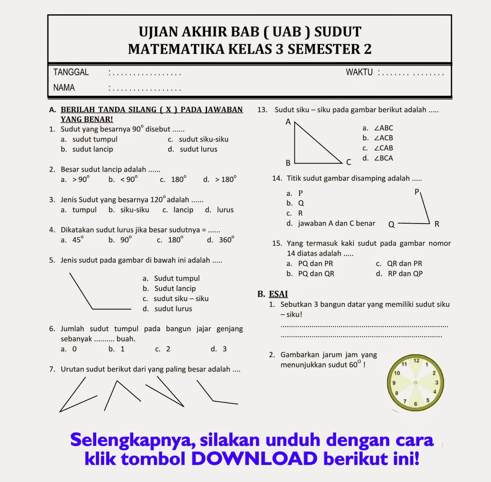 5 Soal Kelas 3 Matematika Semester 2 Paling Kreatif, Ada Aja Idenya!