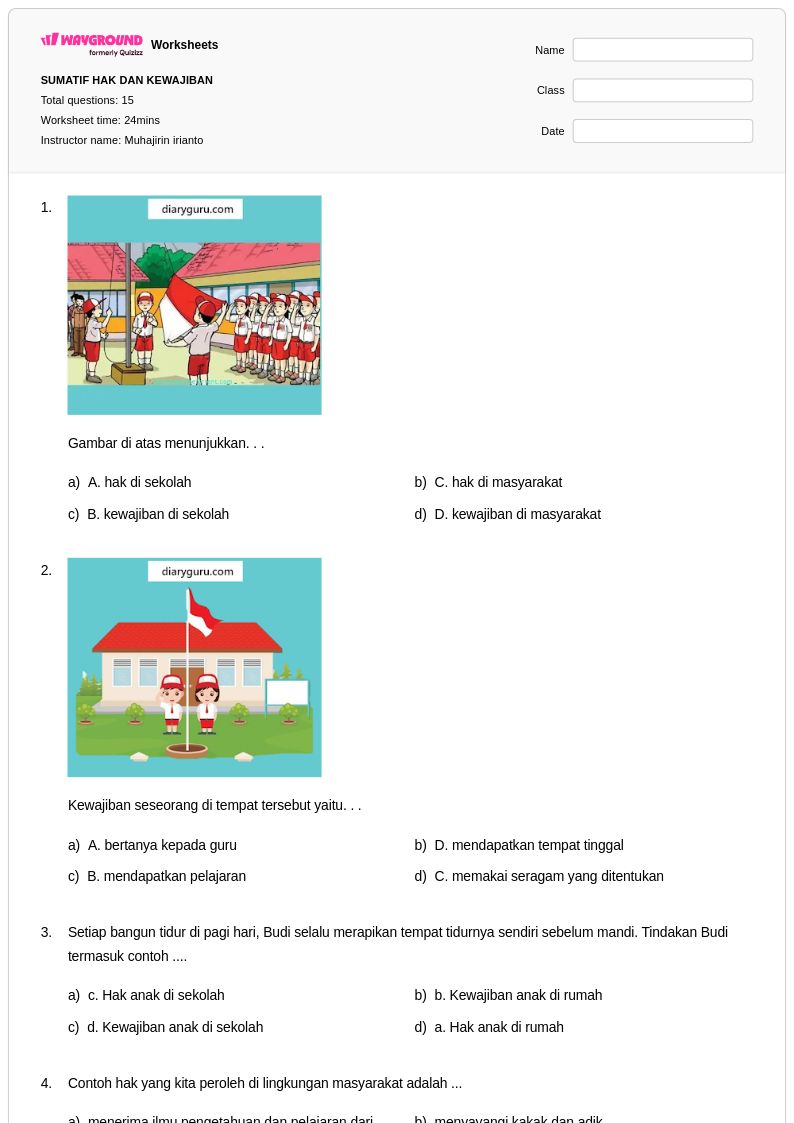 5 Soal Latihan Hak dan Kewajiban Kelas 4 yang Wajib Dikuasai Sebelum Ulangan