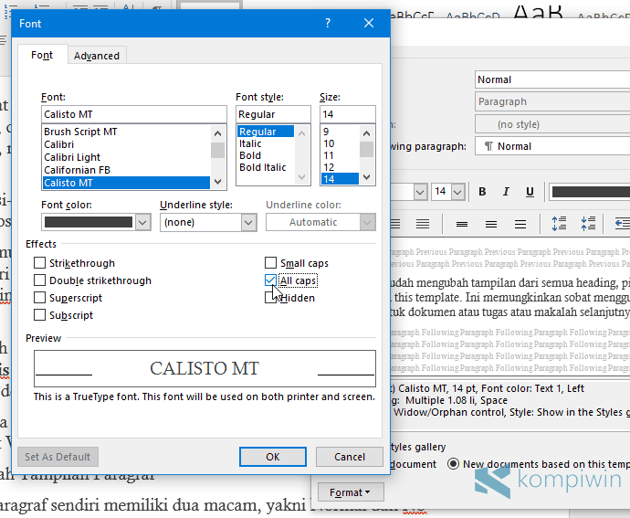 Cara Ubah Tampilan Ketikan dan Font Default Standar di Microsoft Word Cara Ubah Tampilan Ketikan dan Font Default Standar di Microsoft Word