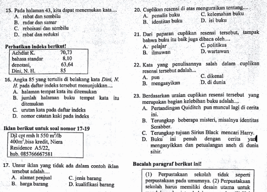 7 Contoh Soal PAS Bahasa Indonesia Sem 1 Kelas 9 yang Wajib Dipelajari Sebelum Ujian