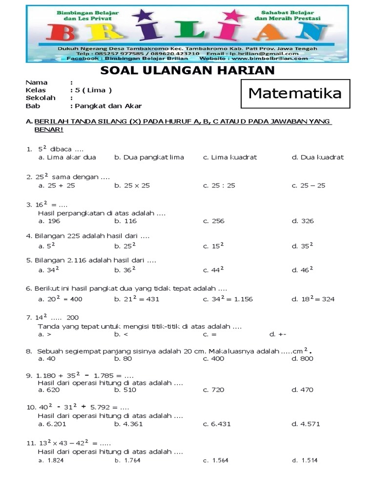 7 Contoh Soal dan Pembahasan Matematik Bab 2 Kelas 5 SD Terbukti Bantu Siswa Lulus Ujian