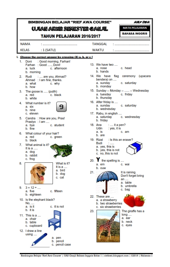 Download Soal Bahasa Inggris Kelas 1 Semester 1 Rief Awa Blog Download Soal Bahasa Inggris Kelas 1 Semester 1 Rief Awa Blog