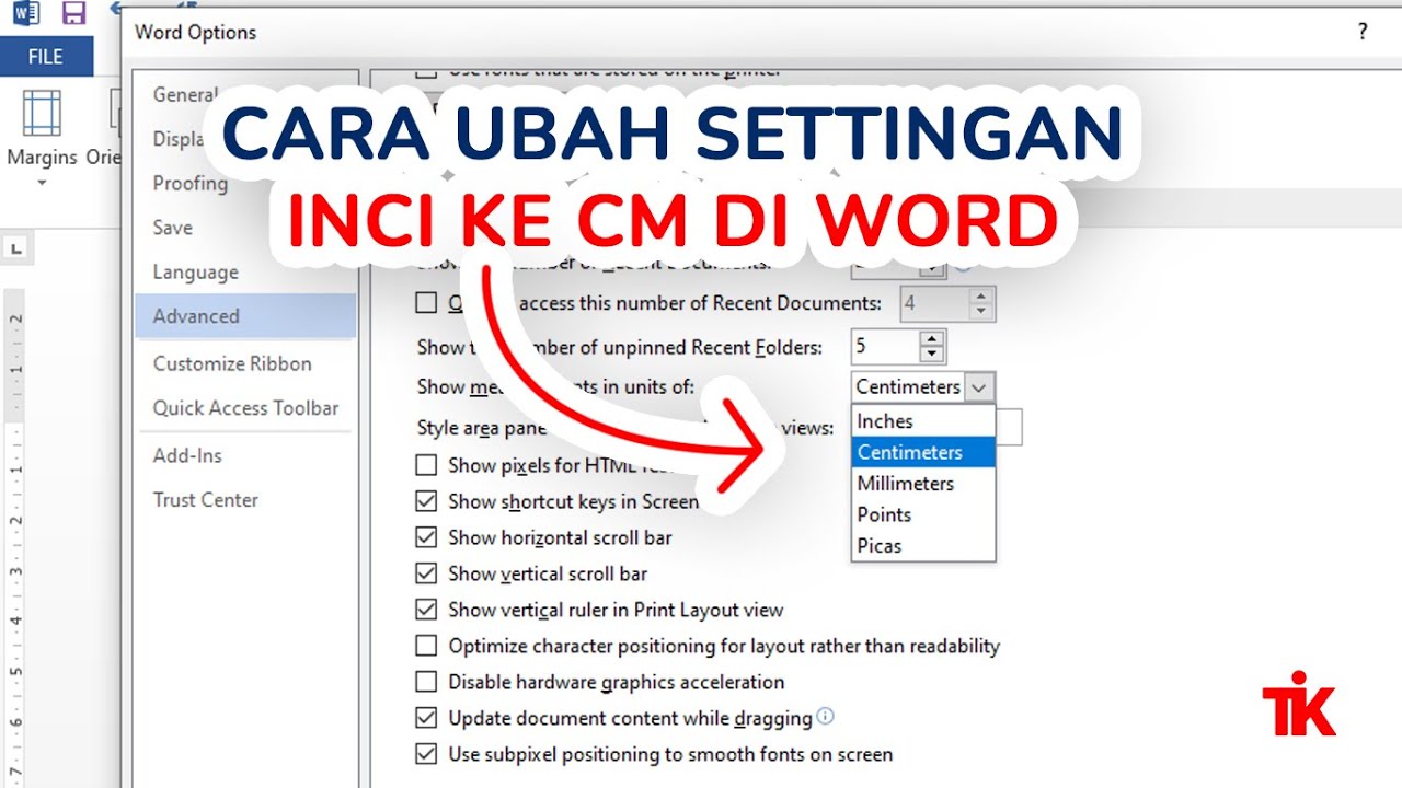 Cara Ubah Settingan Inches Jadi Centimeter di Word - YouTube