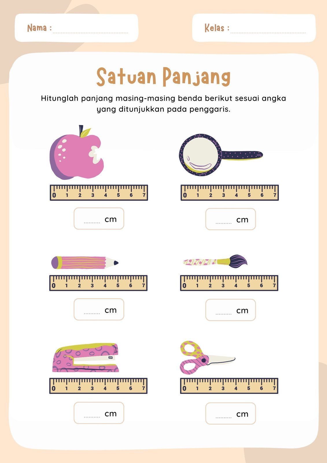 contoh soal panjang benda kelas 1