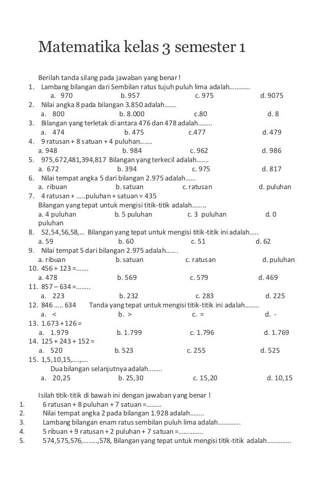 Rahasia 5 Cara Cepat Download Soal Matematika Kelas 3 SD Semester 1 PDF Gratis Sebelum PTS