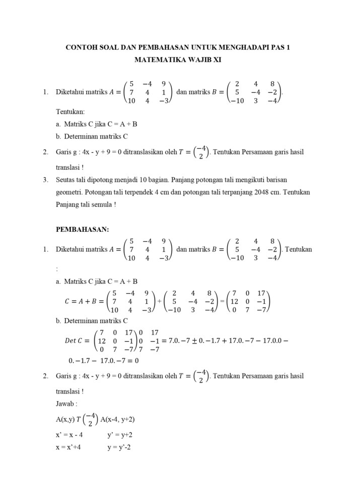 Rahasia Skor Tinggi Lewat Contoh Soal dan Pembahasan Matematika Kelas XI Semester 2
