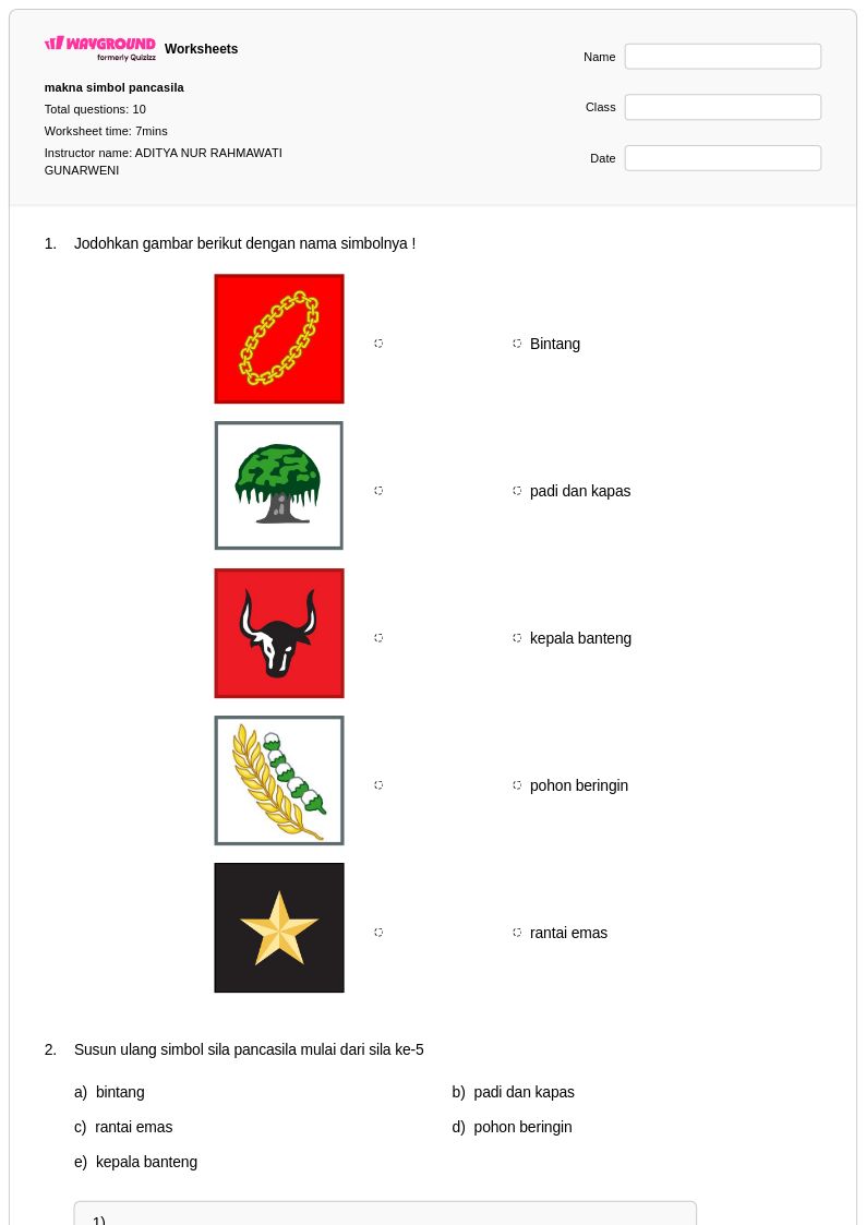 Ternyata Ini Kunci Jawaban Soal PKN Kelas 2 SD Tema 4 Simbol Pancasila Terbaru