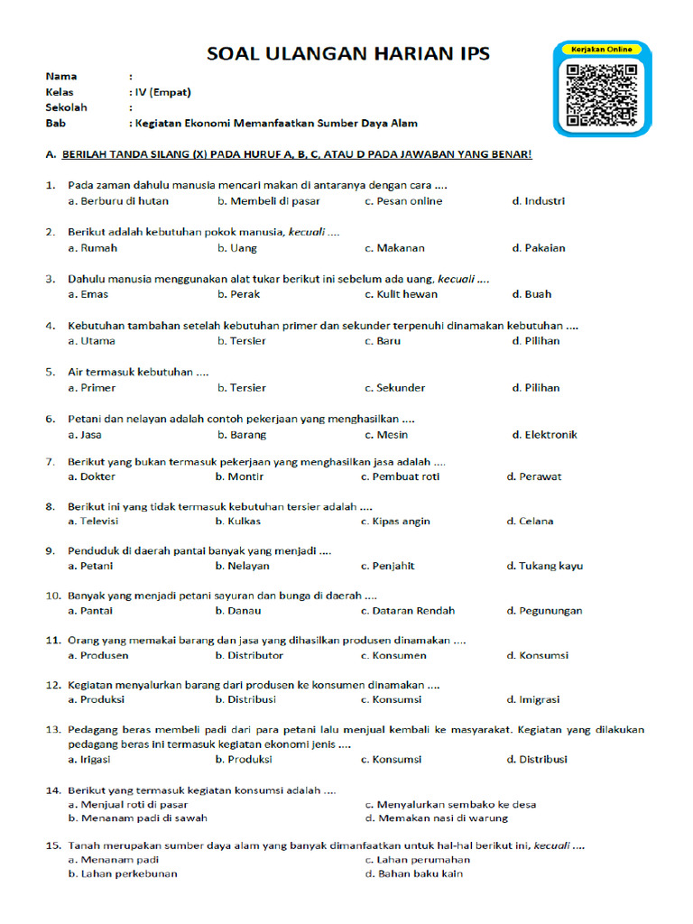 Wajib Tahu 10 Contoh Soal PKN Kelas 4 Tentang Kegiatan Ekonomi Agar Nilai Sempurna Wajib Tahu 10 Contoh Soal PKN Kelas 4 Tentang Kegiatan Ekonomi Agar Nilai Sempurna