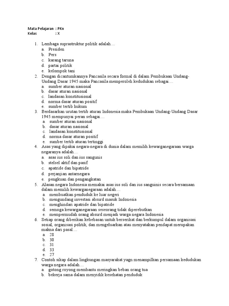 Wajib Tahu Bocoran Soal PKN K13 Kelas 10 Bab 1 3 4 Essay Agar Nilai Ujian Melejit Wajib Tahu Bocoran Soal PKN K13 Kelas 10 Bab 1 3 4 Essay Agar Nilai Ujian Melejit